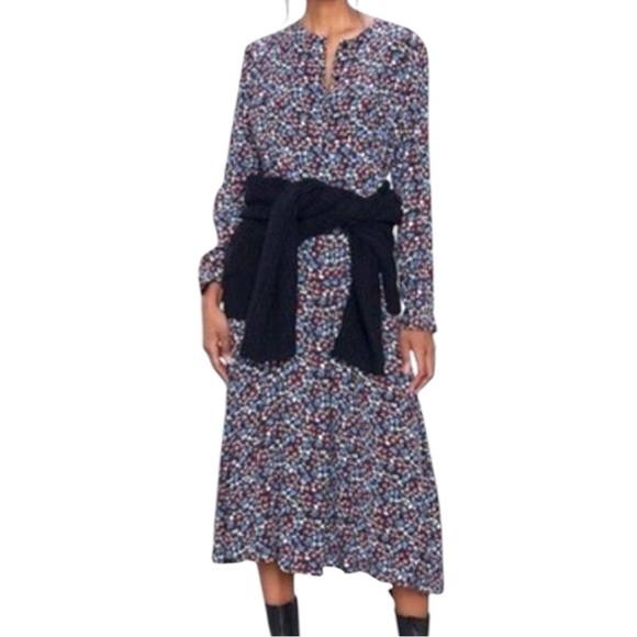 Not Fo Sale Zara Floral Print Long Sleeve Midi Dress XL - Picture 3 of 4